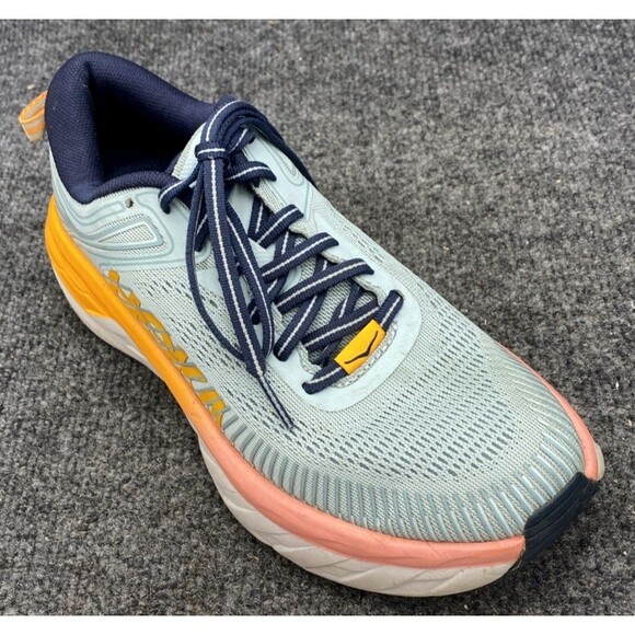 Womens Hoka Bondi 7 Running Shoes Blue Orange 1110519 BHBI Size 6.5 US Sneakers - Picture 3 of 12